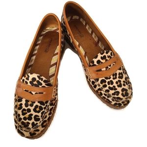 Sperry Leopard Print Flats with Tan Accents